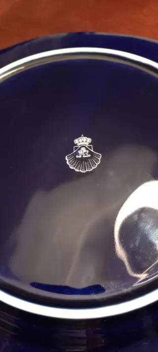 Plato azul cobalto con oro de ley