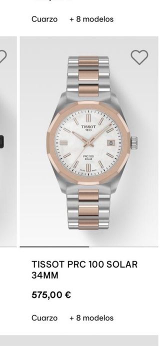 Reloj Tissot Acero y Oro PRC 100 SOLAR 34MM MUJER