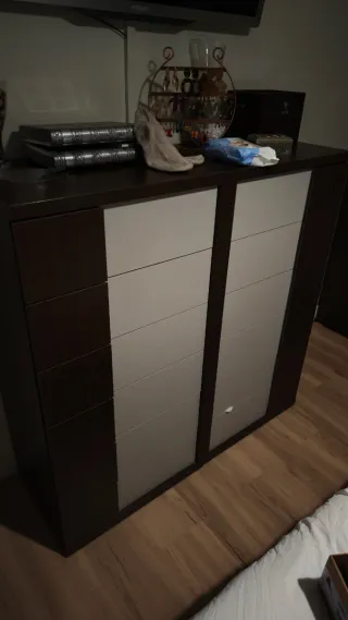 2 Cómodas de 6 cajones marrón oscuro