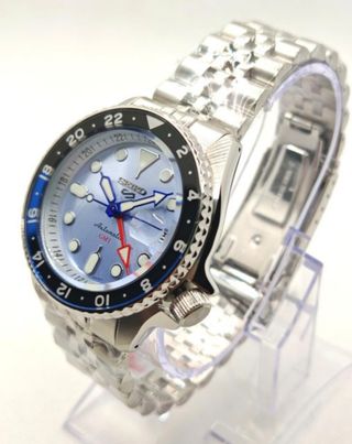 Seiko GMT Automático Azul/Plateado