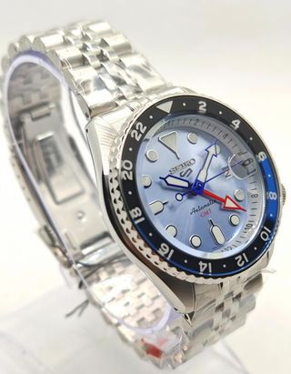 Seiko GMT Automático Azul/Plateado