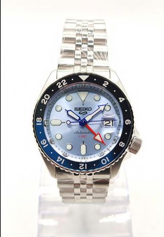 Seiko GMT Automático Azul/Plateado