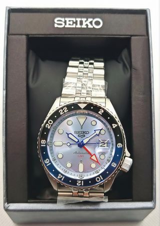 Seiko GMT Automático Azul/Plateado