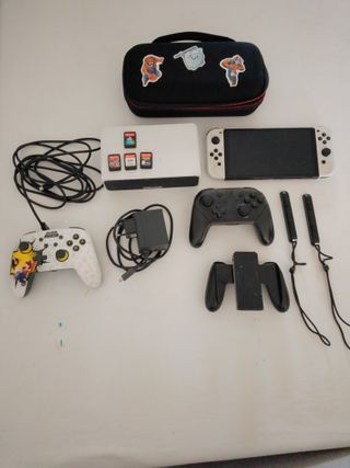 Nintendo Switch OLED Blanca + Mandos + Juegos