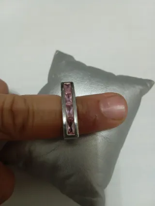 Anillo Plata con Piedras Rosas 925