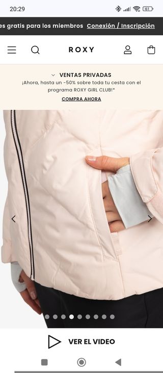 Chaqueta Nieve Roxy Mujer Talla L Rosa NUEVA