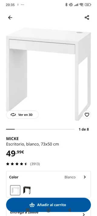 Escritorio MICKE blanco 73x50 cm