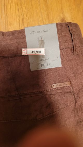 Pantalón Lino marrón Emidio Tucci Talla 44