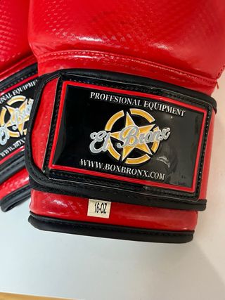 Guantes de Boxeo El Bronx Velcro Piel Roja,