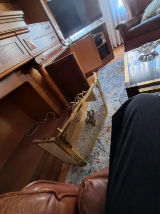 Protector de chimenea metálico dorado