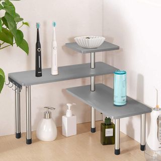 Estante esquinero 3 niveles gris