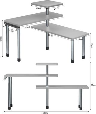 Estante esquinero 3 niveles gris