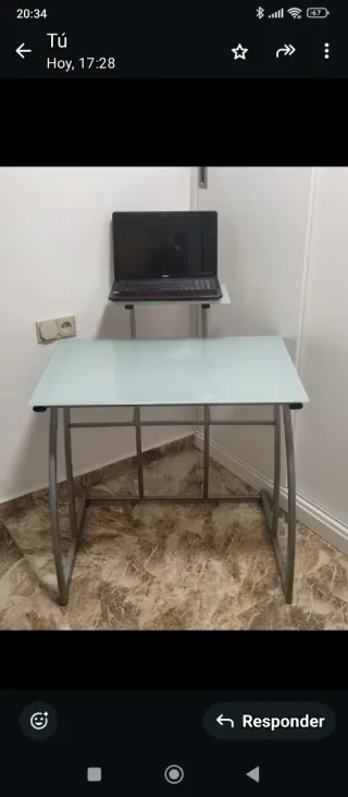 Mesa escritorio cristal y metal