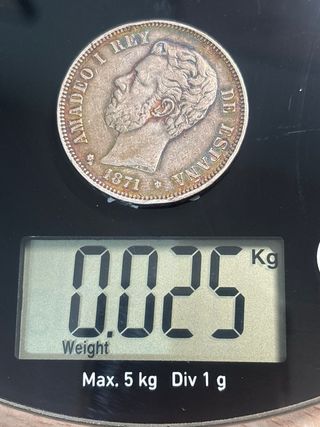 Moneda 5 Pesetas Amadeo I Rey 1871