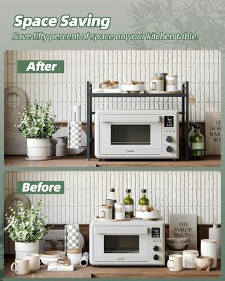 Estante para microondas 2 niveles Negro