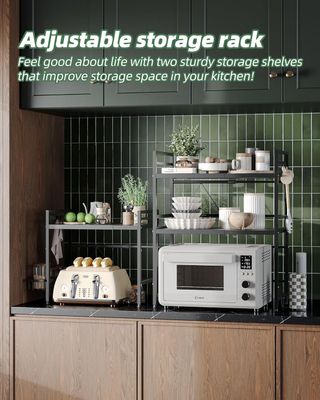 Estante para microondas 2 niveles Negro