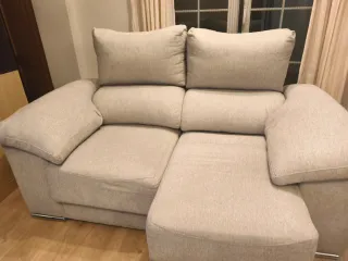 Sofá 3 y 2 plazas tela beige/gris
