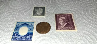 Lote 3 Reich Alemania Sellos y Moneda
