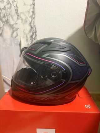 Casco Moto Kappa Negro Rosa Talla S