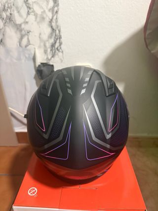 Casco Moto Kappa Negro Rosa Talla S