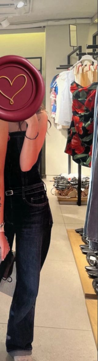 Mono vaquero ZARA largo tirantes cinturón