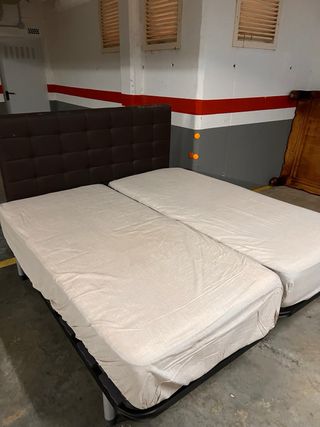 2 colchones + 2 somieres 90x200 + cabecero