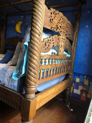 Cama Balinesa Colonial Madera Palisandro con Dosel