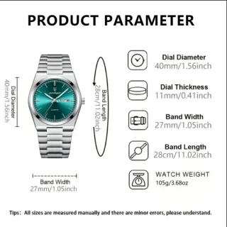 Reloj Hombre Verde y Plateado