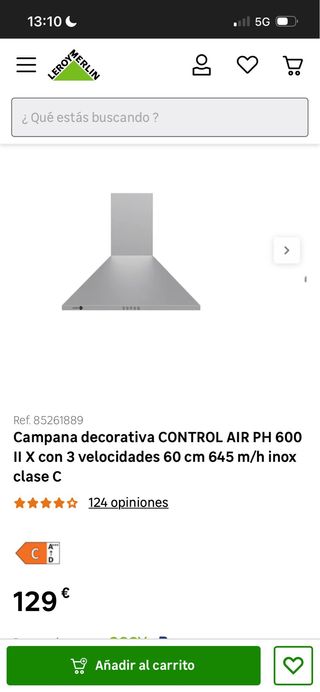 Campana Extractora Leroy Merlin CONTROL AIR PH 600