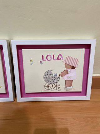 Par de cuadros infantiles pintados a mano