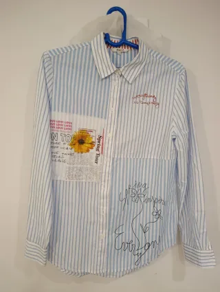 Camisa Desigual Rayas Flores Bordadas