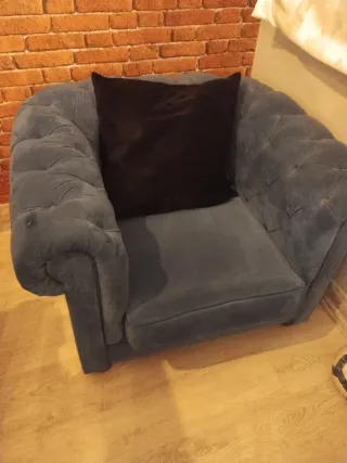 Sillón Chester 1 plaza azul terciopelo