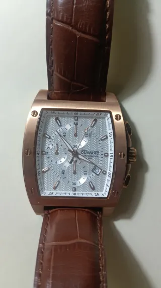 Reloj Duward Cuadrado Correa Marrón Dorado