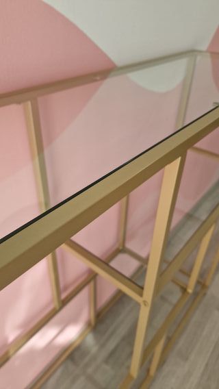 Mesa consola cristal dorada auxiliar