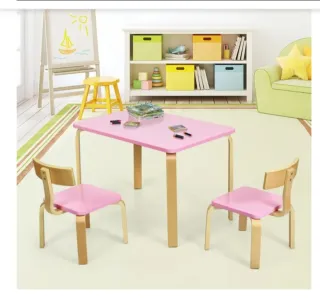 Mesa y 2 Sillas Infantiles Rosa