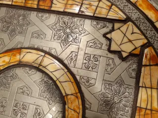 Bandeja decorativa centro de mesa de nácar y plata