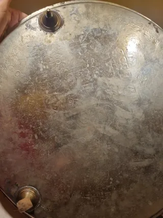 Bandeja decorativa centro de mesa de nácar y plata