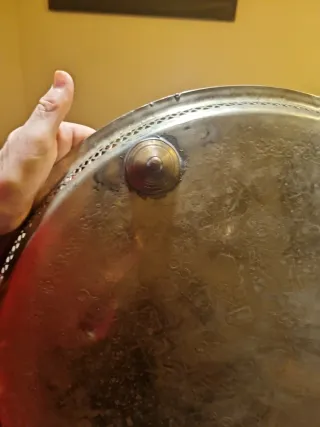 Bandeja decorativa centro de mesa de nácar y plata