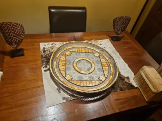 Bandeja decorativa centro de mesa de nácar y plata