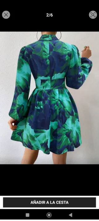Vestido estampado floral azul y verde