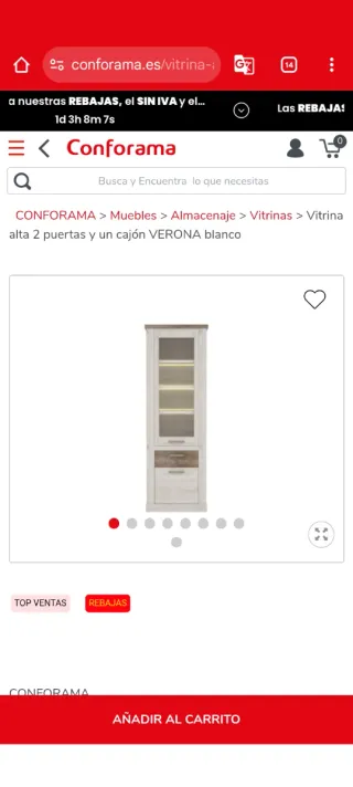 Vitrina Verona Conforama Blanca y Madera