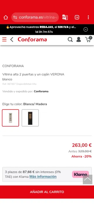 Vitrina Verona Conforama Blanca y Madera