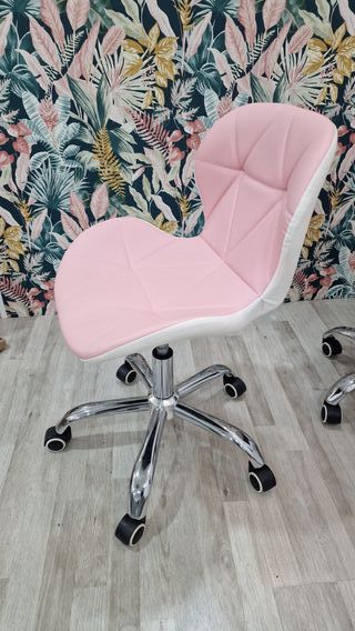 Silla Escritorio Rosa y Blanca