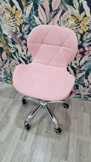 Silla Escritorio Rosa y Blanca