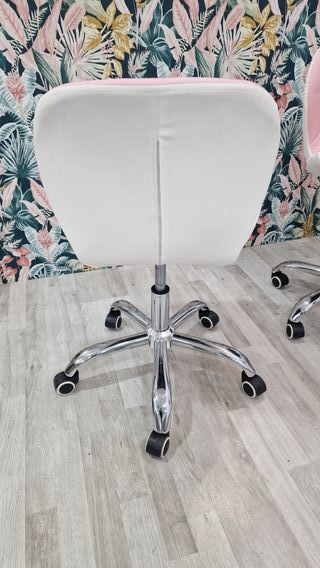 Silla Escritorio Rosa y Blanca