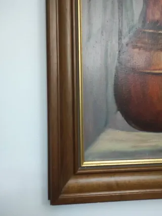 Cuadro Bodegón Óleo Jarrón Libros