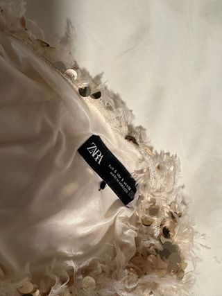 Top lentejuelas beige y dorado