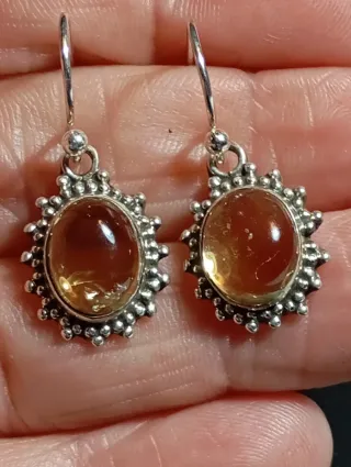 Pendientes Plata de Ley citrino rutilado