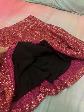 Falda Zara lentejuelas rosa