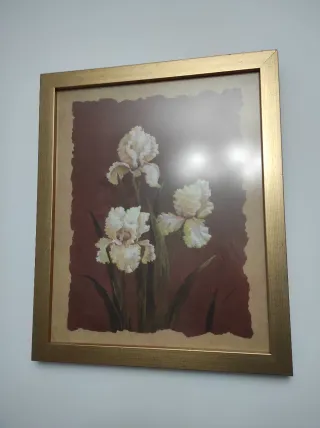 Cuadro Flores Iris Dorado